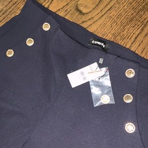 NWT - NAVY Express High Rise Knit Trousers w/ Gold Sailer Button Detail
